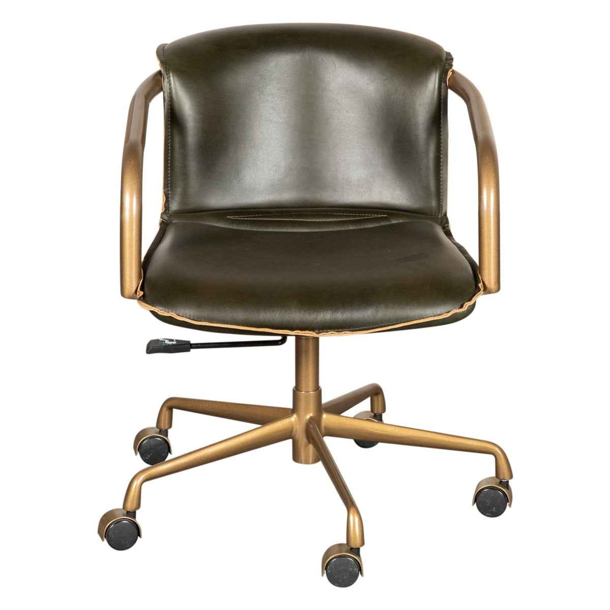 Portofino Swivel Office Chair in Emerald Green Leather and Antique Gold by Home Trends & Design at Eve Furniture