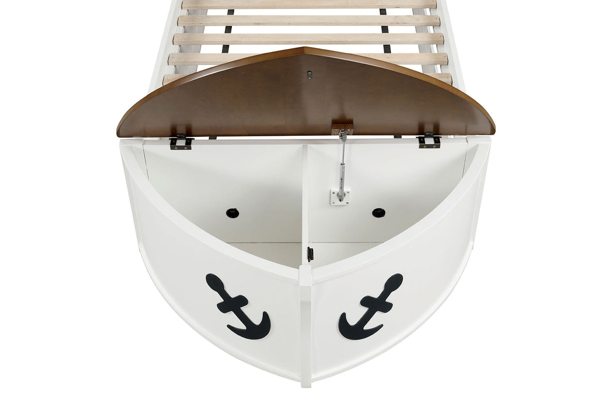 Poseidon White/Oak Twin Captain Bed by Furniture of America at Eve Furniture