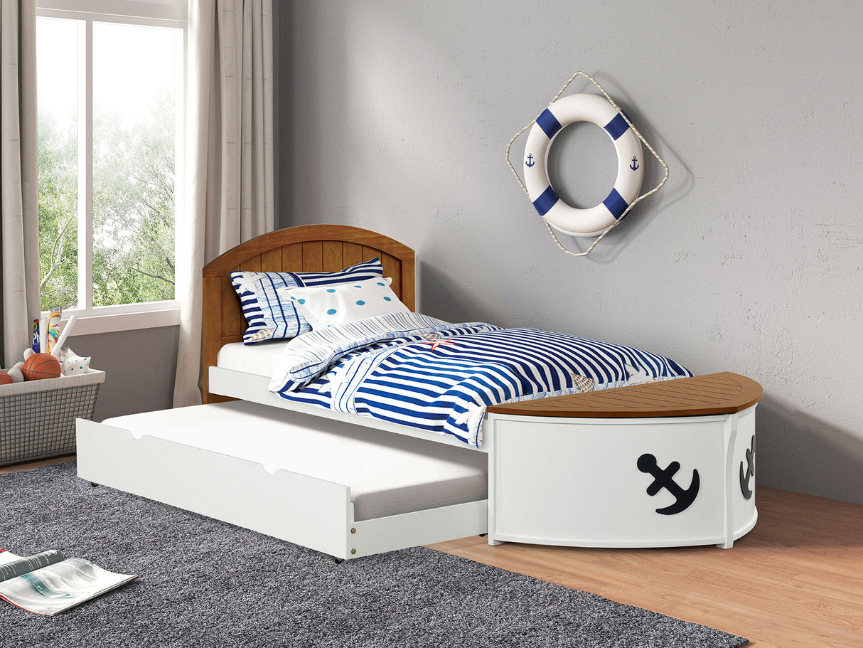 Poseidon White/Oak Twin Captain Bed by Furniture of America at Eve Furniture