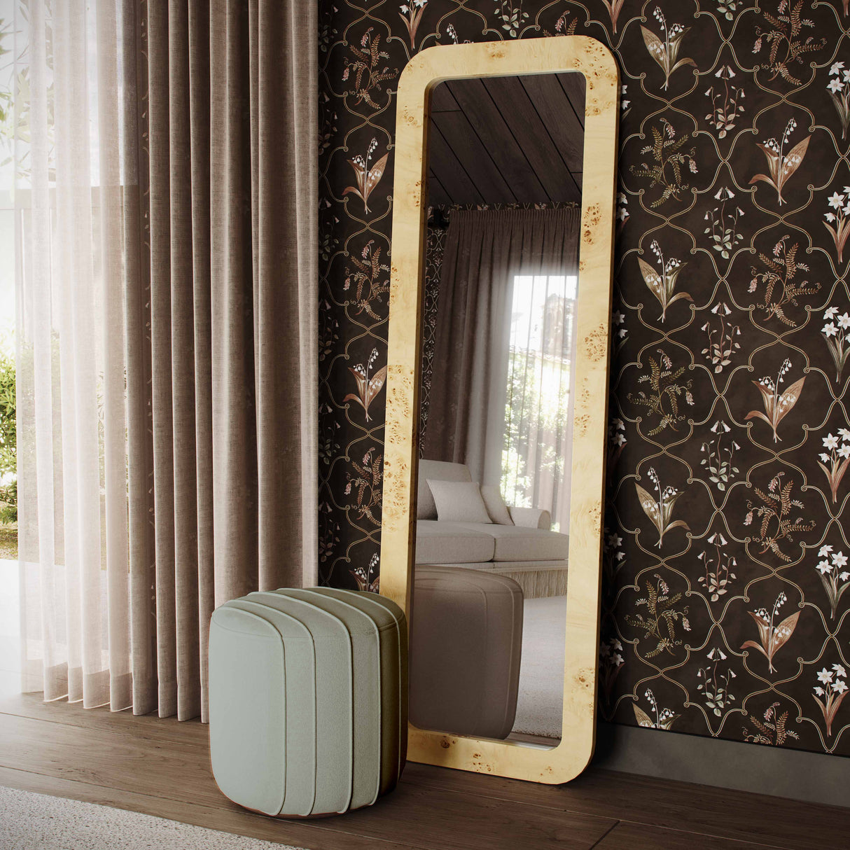 Pouch Chenille Ottoman by TOV Furniture at Eve Furniture