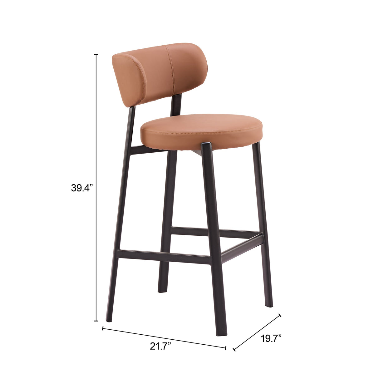Prairie Brown Barstool (Set of 2) by Zuomod at Eve Furniture