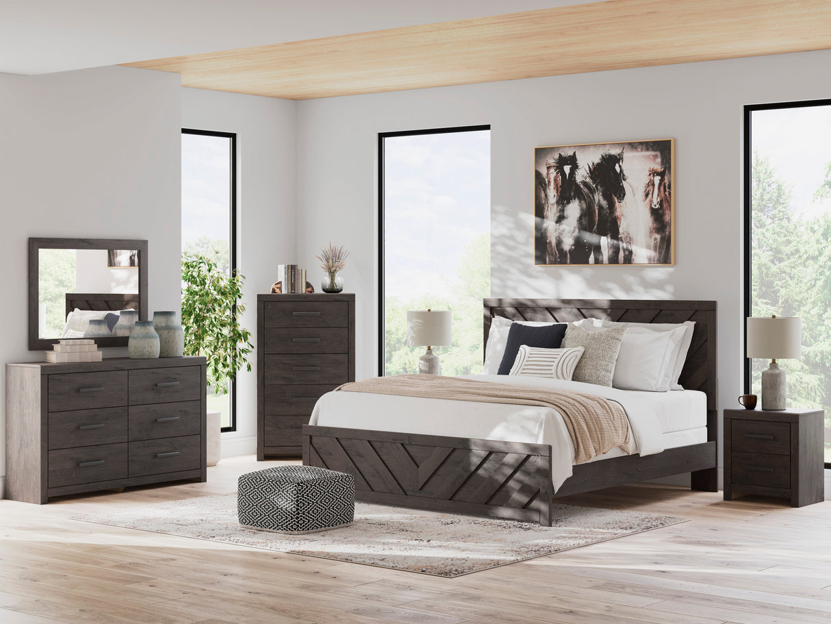 Prendonea Charcoal Panel Bedroom Set by Ashley at Eve Furniture