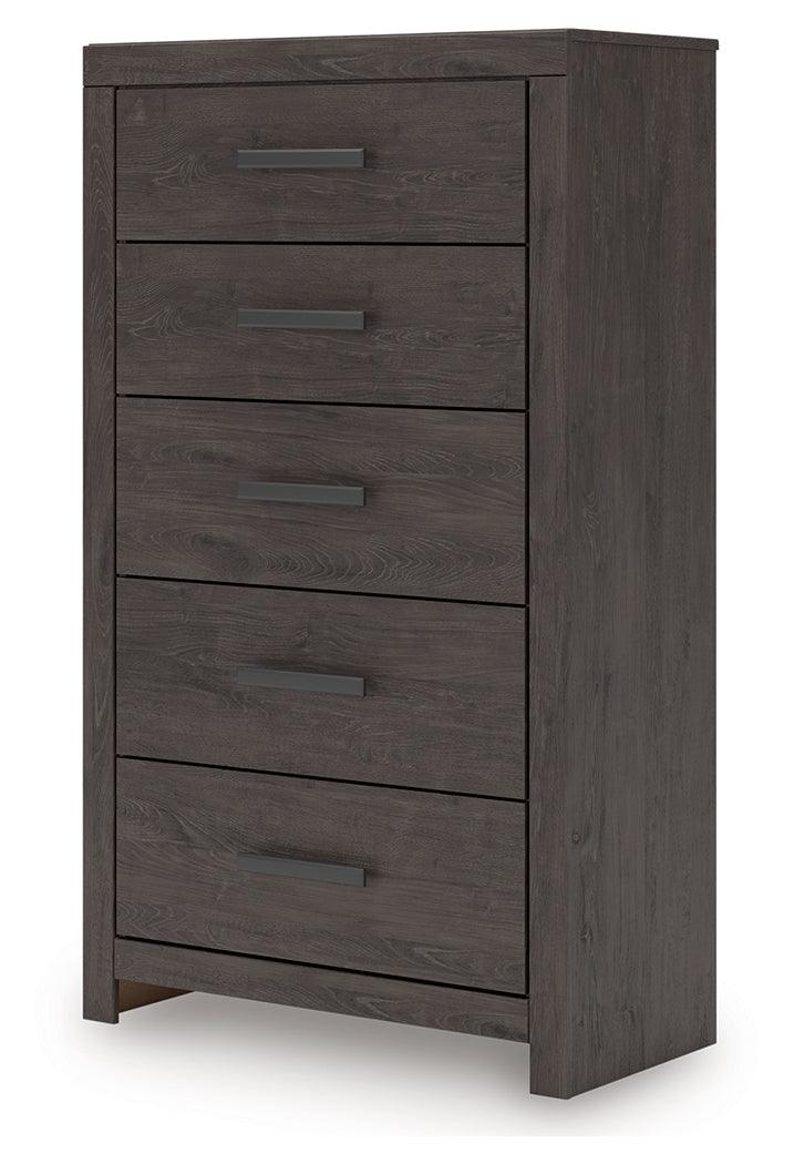 Prendonea Charcoal Chest of Drawers by Ashley at Eve Furniture