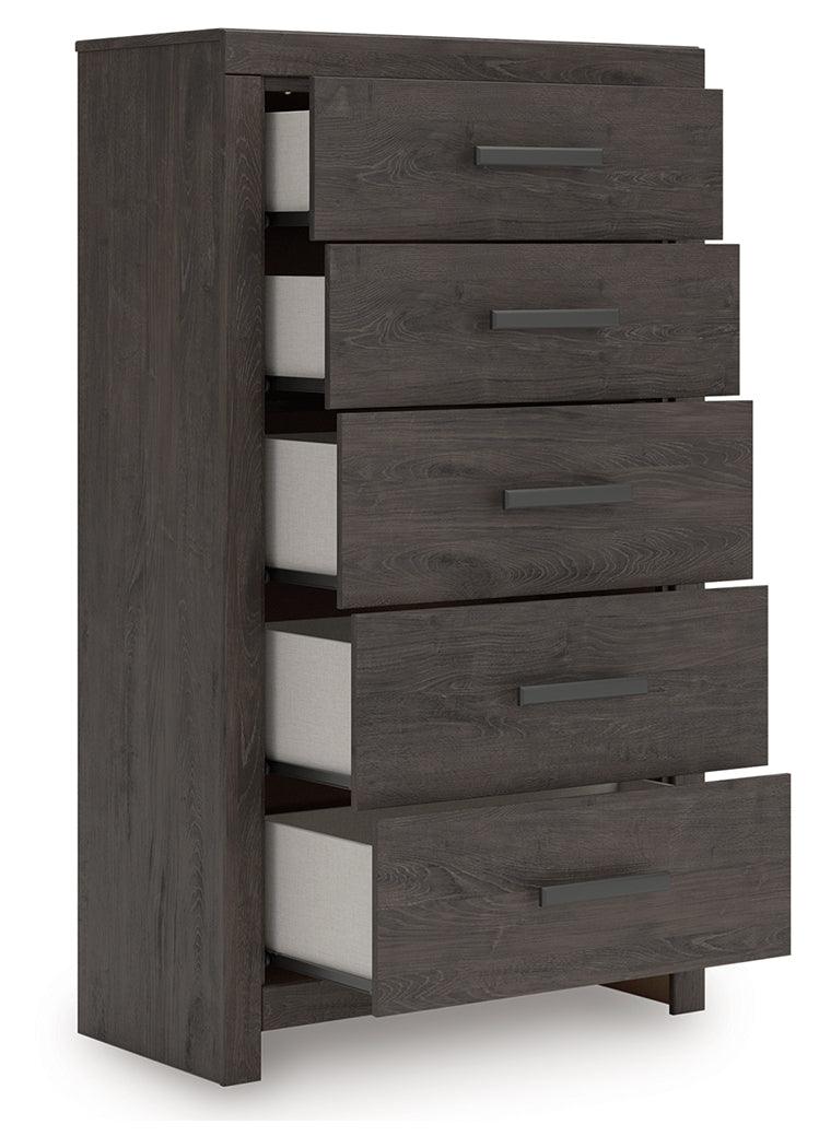 Prendonea Charcoal Chest of Drawers by Ashley at Eve Furniture