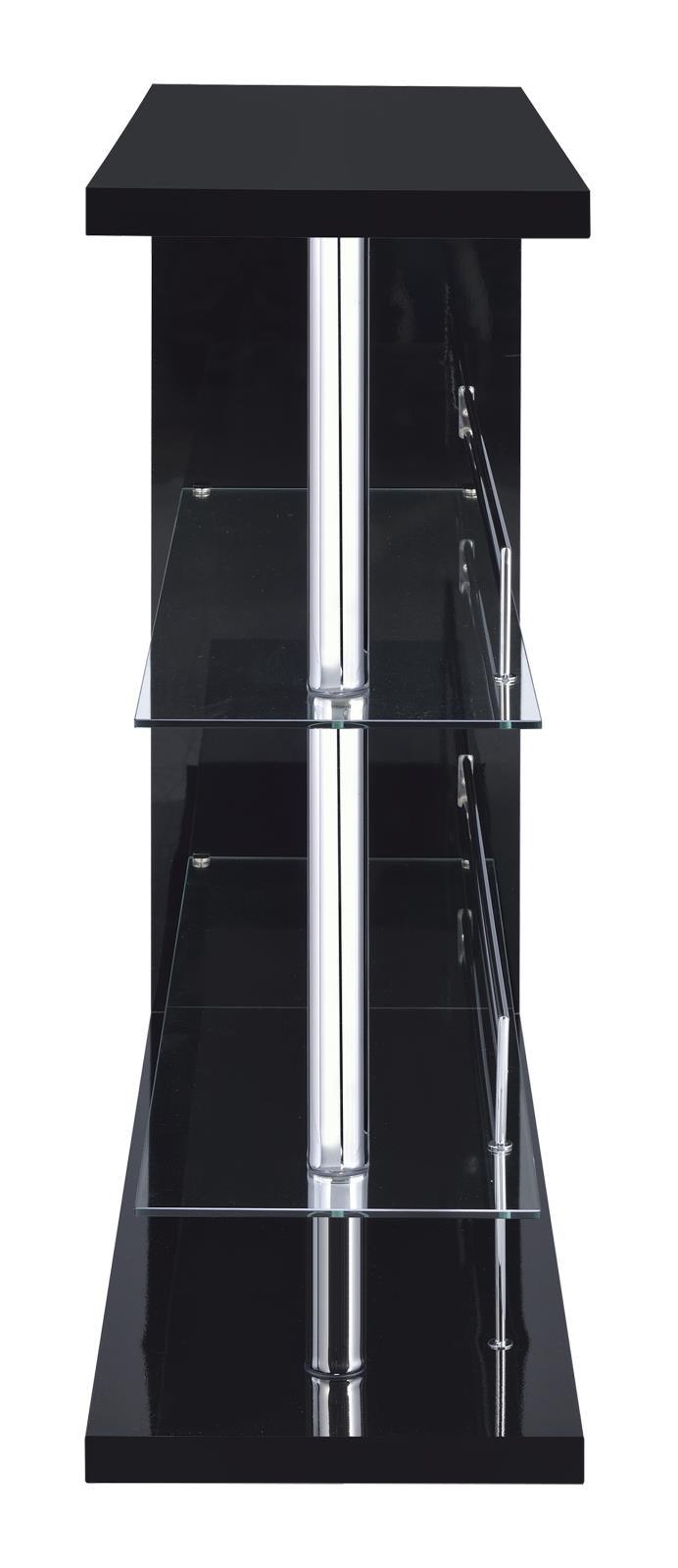 Prescott Glossy Black Rectangular 2-Shelf Bar Unit by Coaster at Eve Furniture