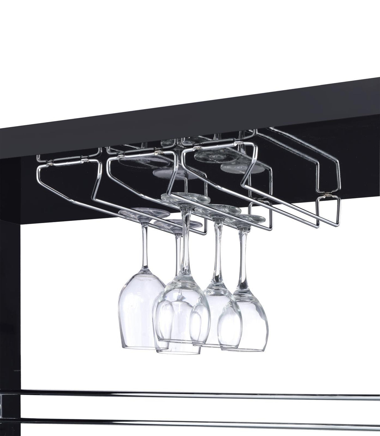 Prescott Glossy Black Rectangular 2-Shelf Bar Unit by Coaster at Eve Furniture