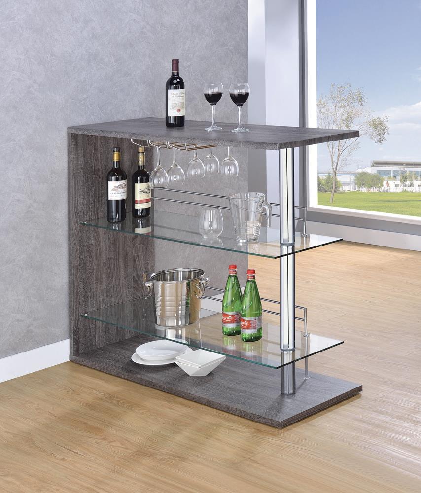 Prescott Gray Rectangular 2-Shelf Bar Unit by Coaster at Eve Furniture