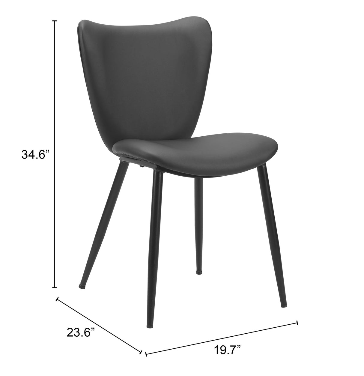 Prestige Black Dining Chair (Set of 2) by Zuomod at Eve Furniture
