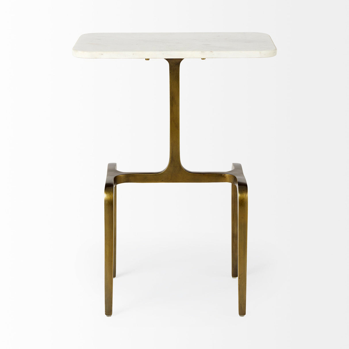 Preston White Marble Top W/Gold Metal Accent Table by Mercana at Eve Furniture