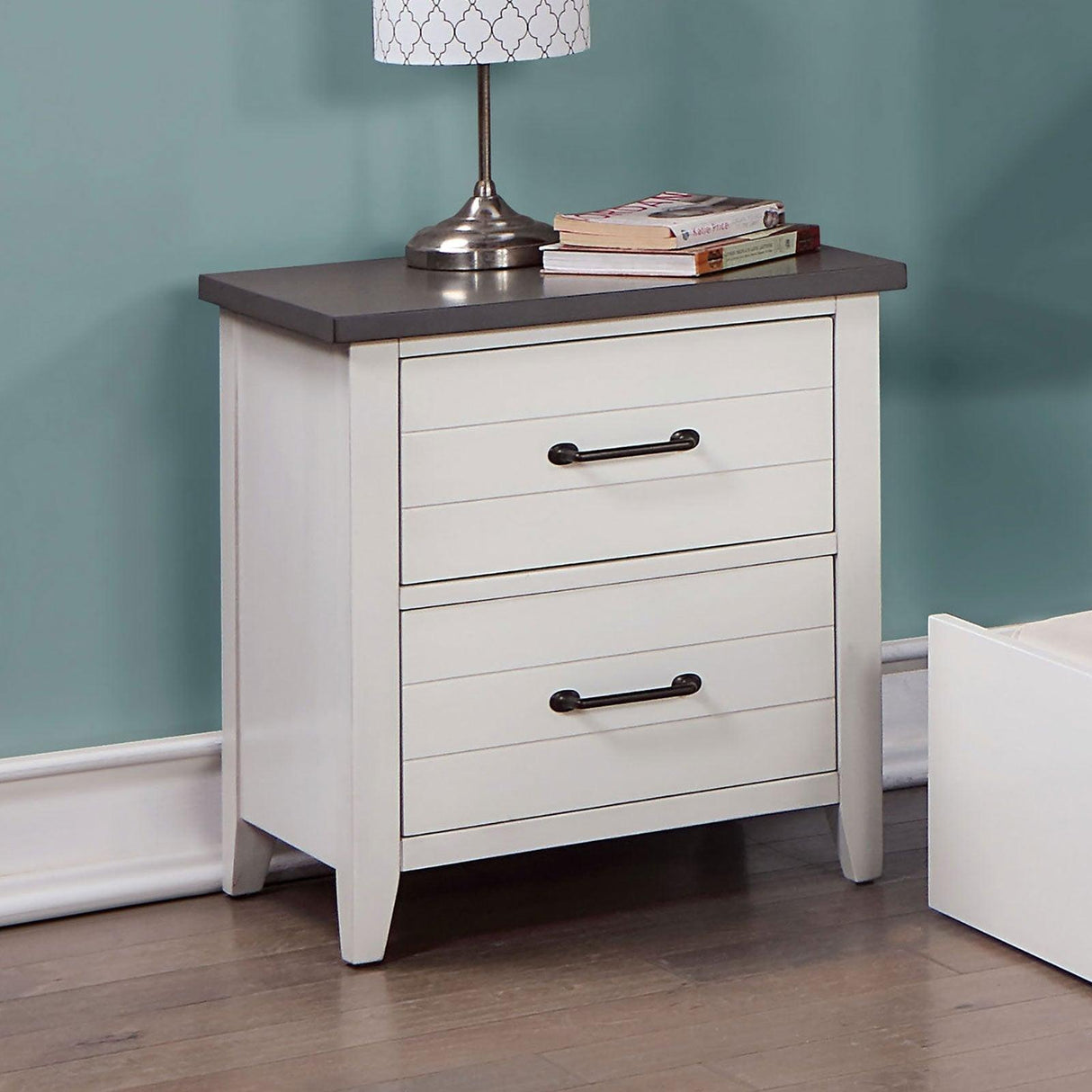Priam White/Gray Night Stand by Furniture of America at Eve Furniture