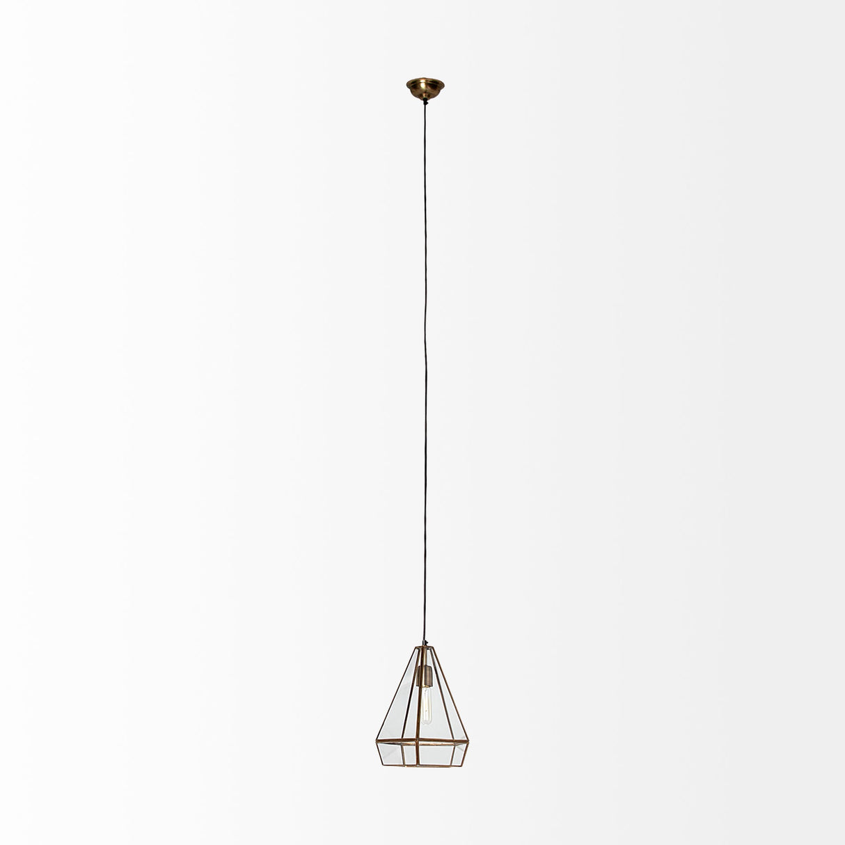 Prima Gold Metal and Glass Pyramid Pendant Light by Mercana at Eve Furniture