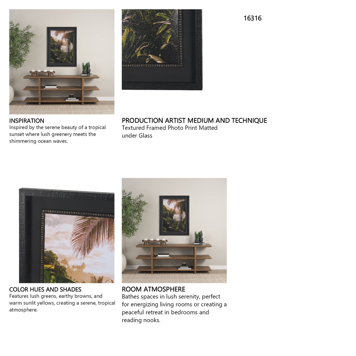 Princeville Kauai Jungle by Stefan and Audrey Textured Framed Photo Print Matted under Glass by Mercana at Eve Furniture