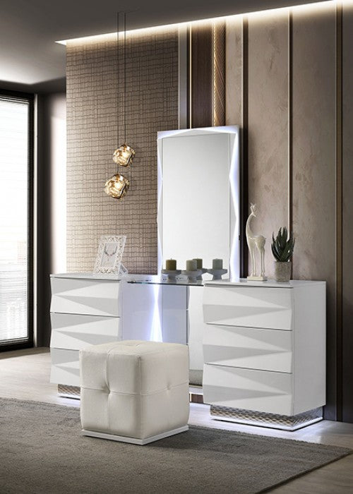 Prisma White Vanity Stool by Furniture of America at Eve Furniture
