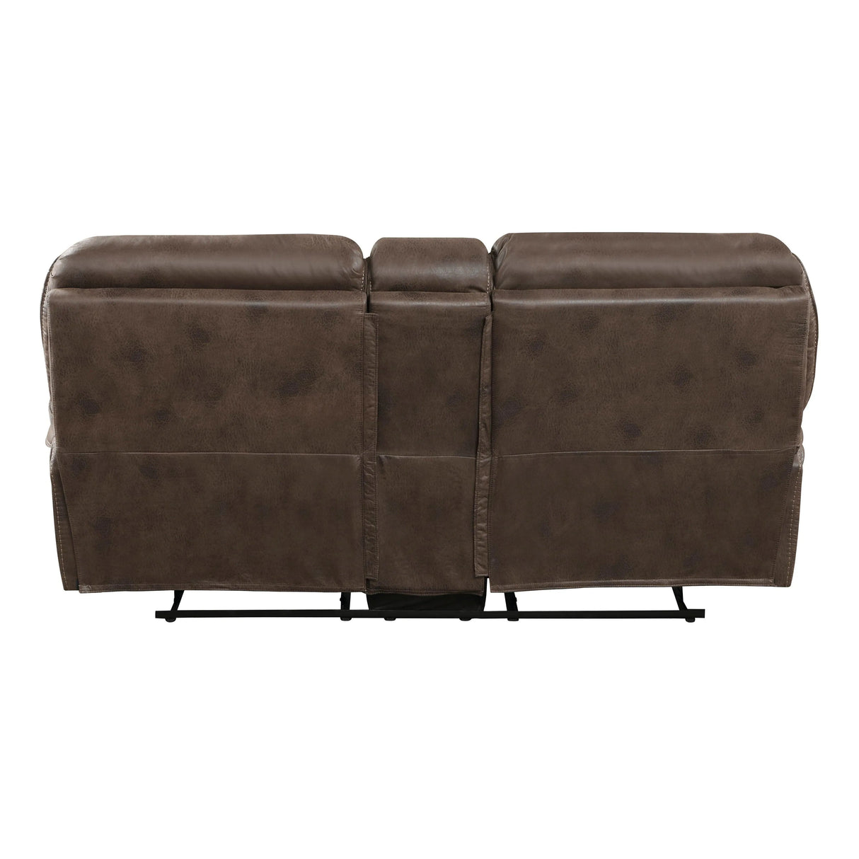 Proctor Brown Microfiber Double Reclining Loveseat with Center Console by Homelegance at Eve Furniture