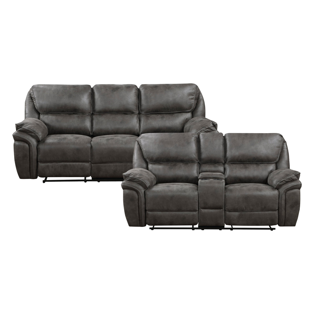 Proctor Gray 2-Piece Microfiber Double Reclining Set by Homelegance at Eve Furniture