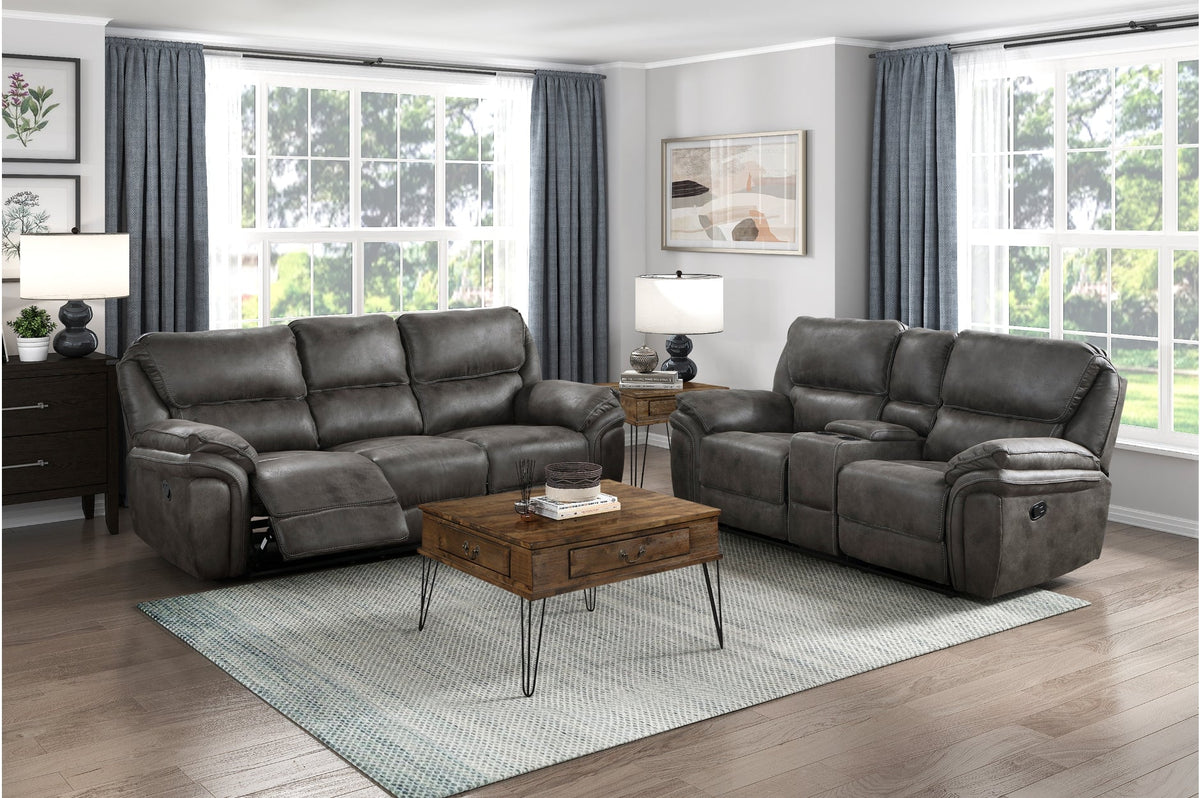 Proctor Gray Microfiber Double Reclining Living Room Set by Homelegance at Eve Furniture