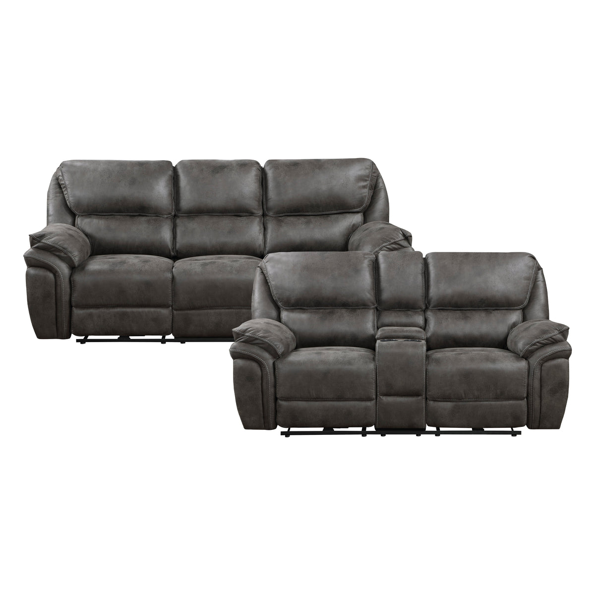 Proctor Gray Microfiber Power Double Reclining Living Room Set by Homelegance at Eve Furniture