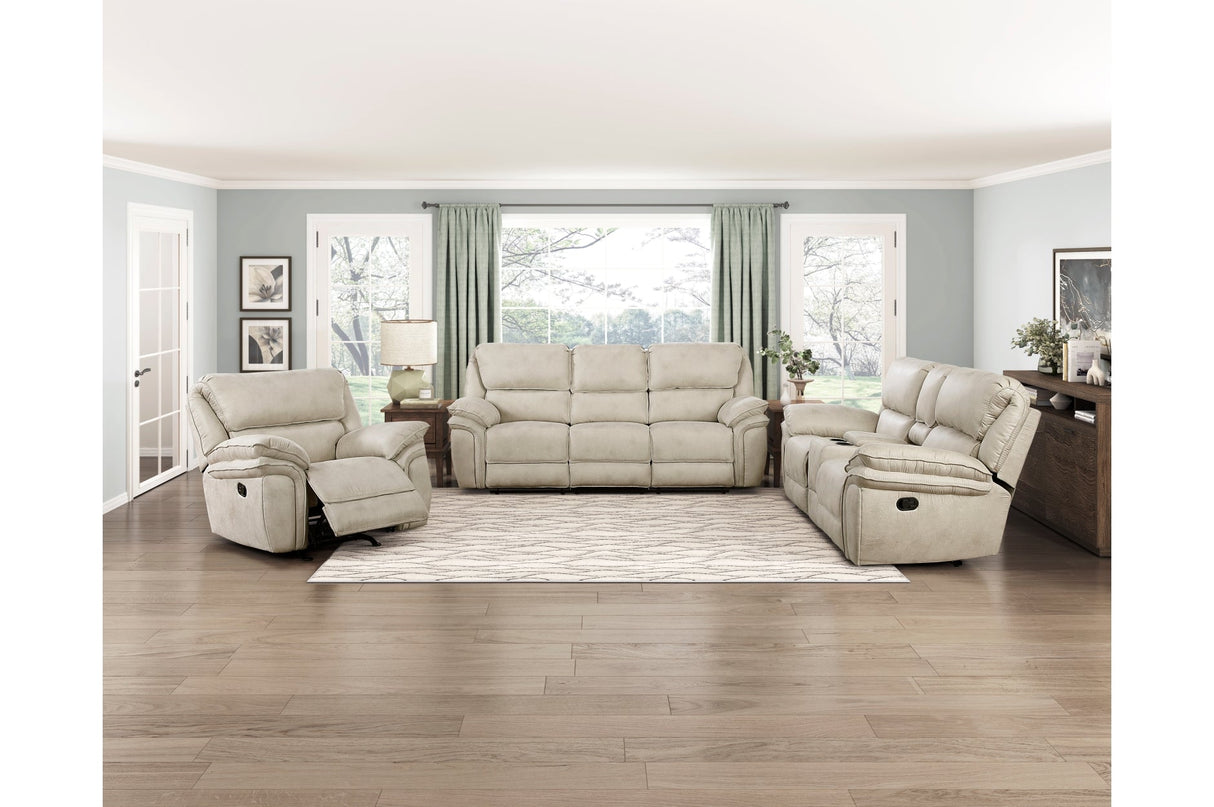 Proctor Pawter Double Reclining Loveseat with Center Console by Homelegance at Eve Furniture