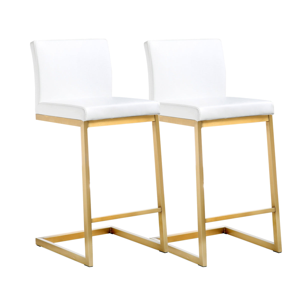 Parma Performance Vegan Leather and Gold Stainless Steel Counter Stool - Set of 2 by TOV Furniture at Eve Furniture