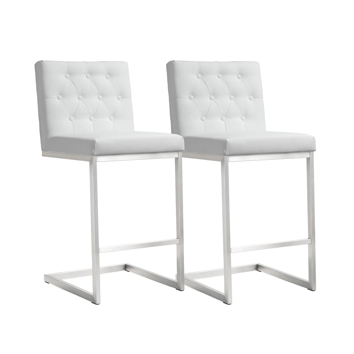 Helsinki White Performance Vegan Leather Stool - Set of 2 by TOV Furniture at Eve Furniture