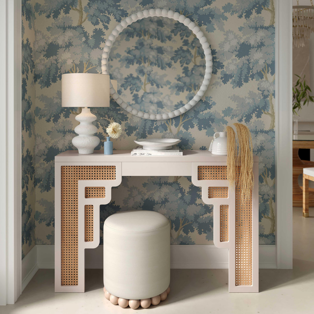 Dex Upcycled Fabric Ottoman by TOV Furniture at Eve Furniture