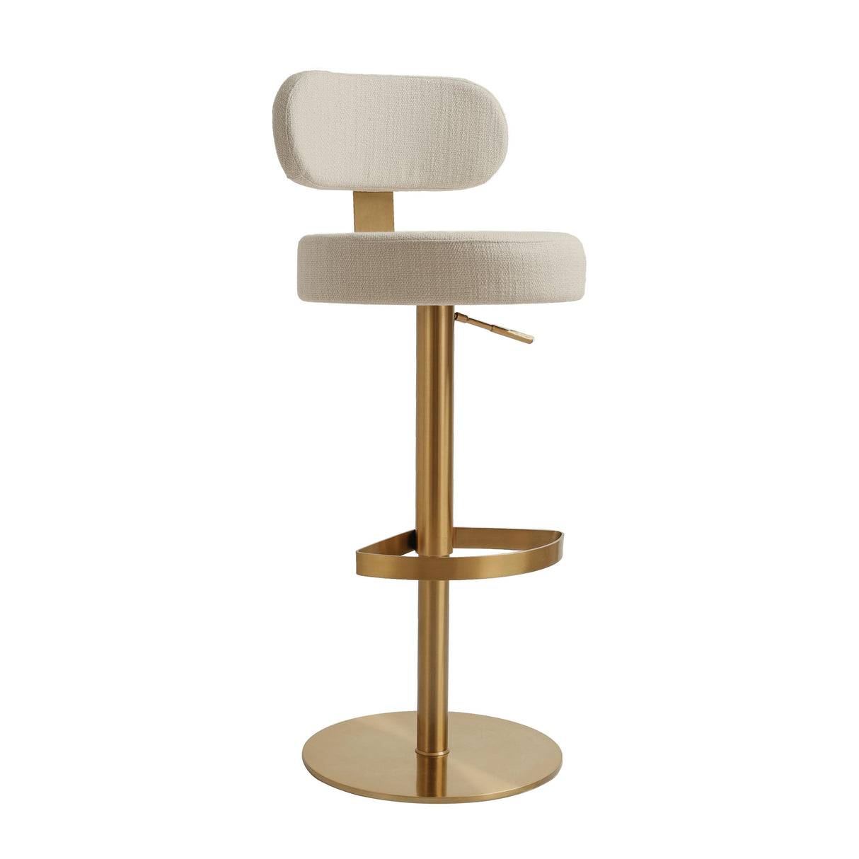Primrose Cream Textured Performance Fabric Adjustable Stool by TOV Furniture at Eve Furniture