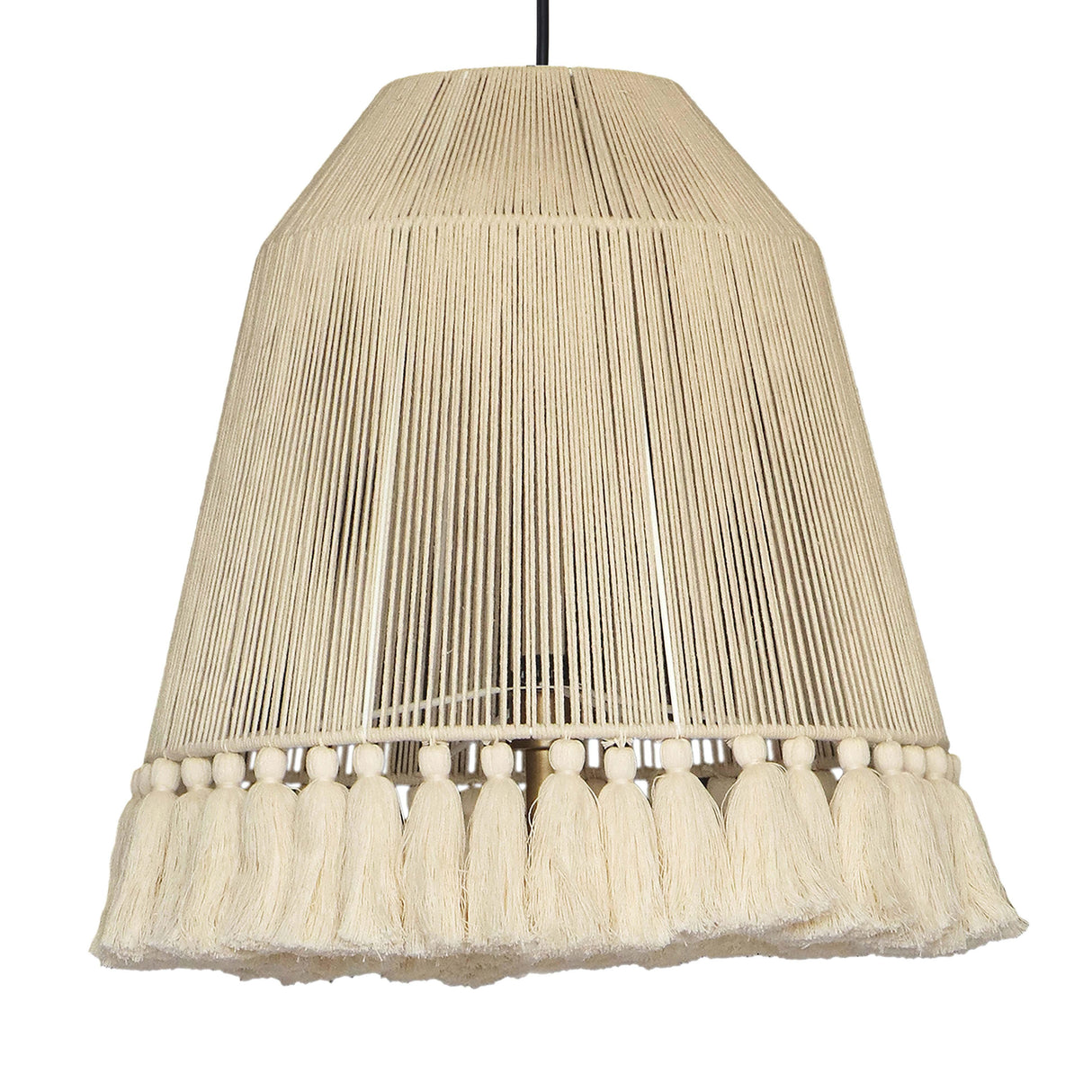 Helen White Cotton Tasseled Pendant Lamp by TOV Furniture at Eve Furniture