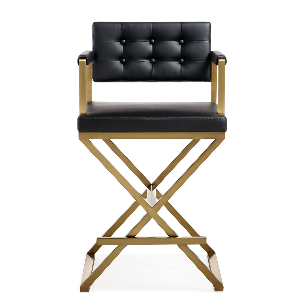 Director Performance Vegan Leather Stool with Gold Base by TOV Furniture at Eve Furniture
