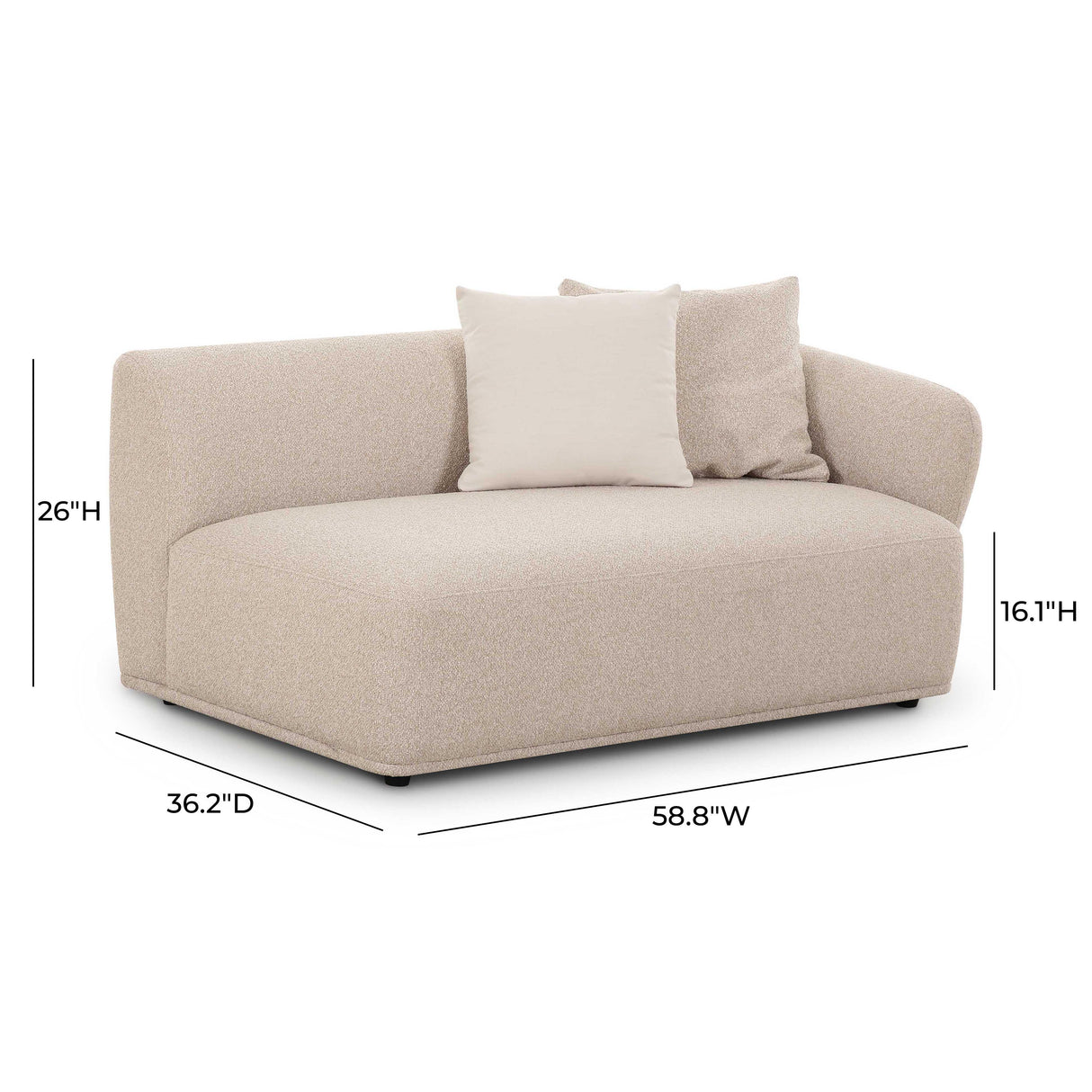 Sylvie Cream Boucle Arm 2-Seater Loveseat by TOV Furniture at Eve Furniture