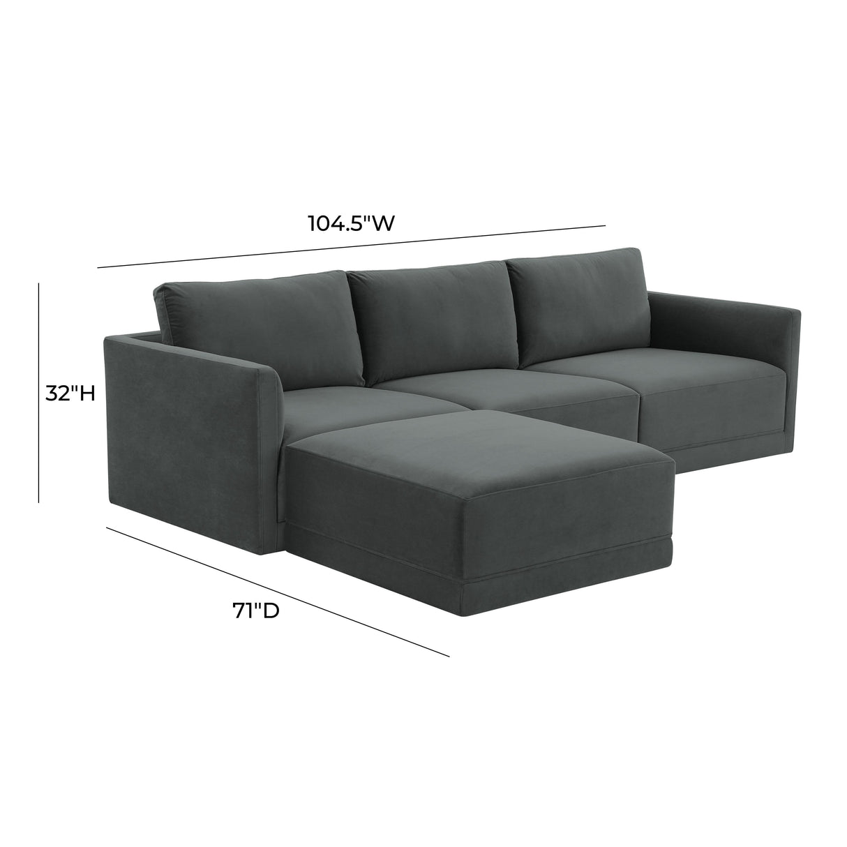 Willow Velvet Modular 4-Piece Sectional by TOV Furniture at Eve Furniture