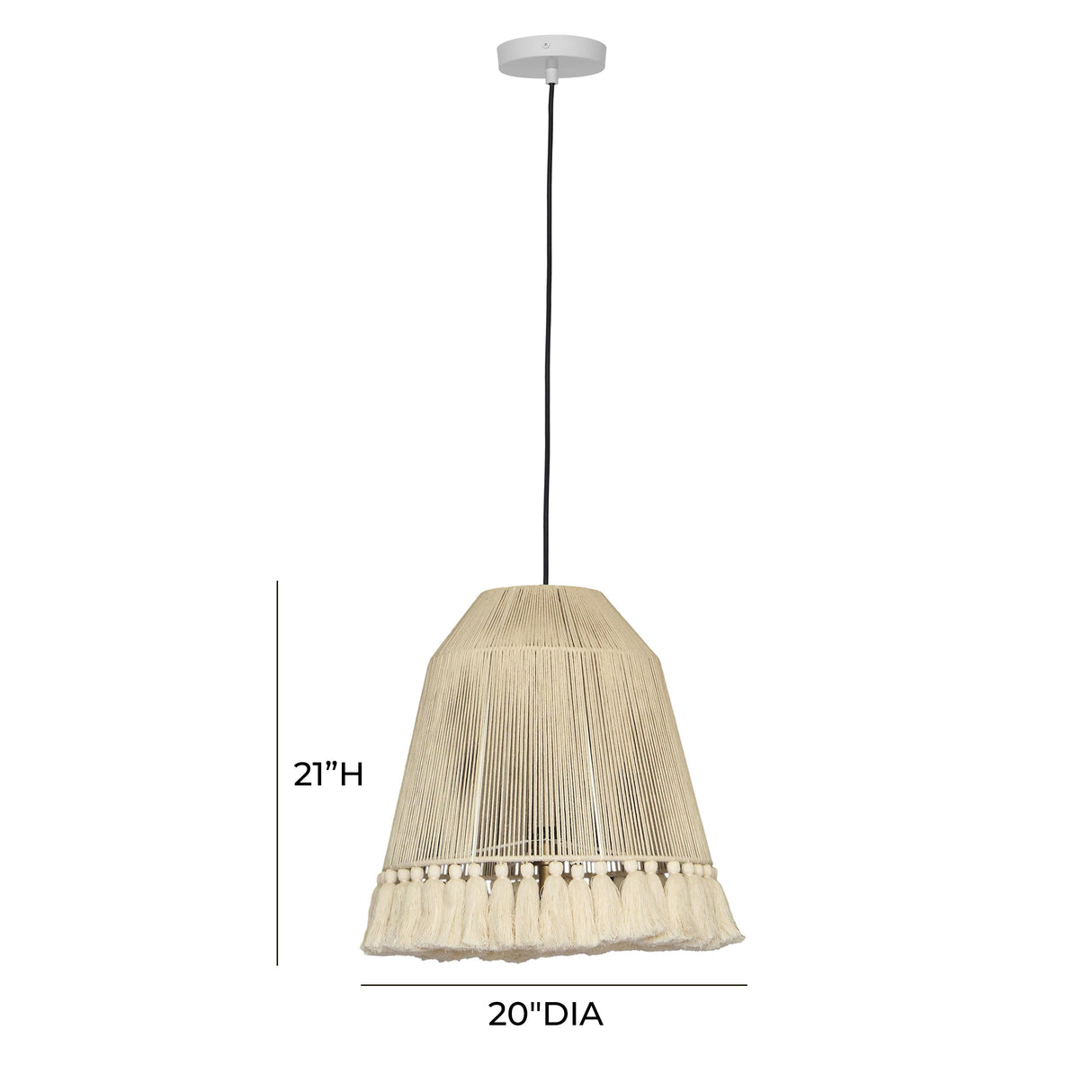 Helen White Cotton Tasseled Pendant Lamp by TOV Furniture at Eve Furniture