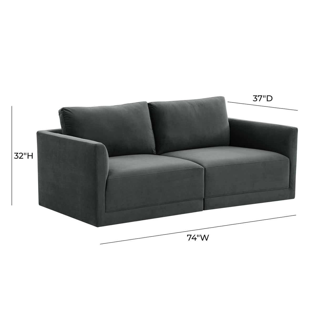 Willow Velvet Modular Loveseat by TOV Furniture at Eve Furniture