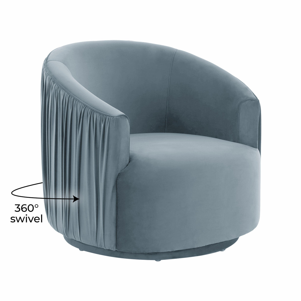 London Pleated Velvet Swivel Chair by TOV Furniture at Eve Furniture