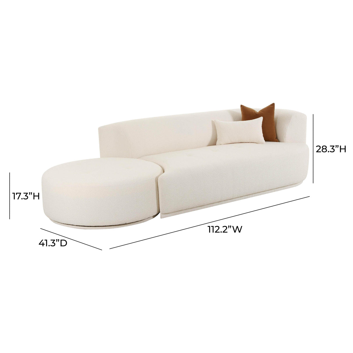 Fickle Cream Boucle 2-Piece Chaise Modular Sofa by TOV Furniture at Eve Furniture