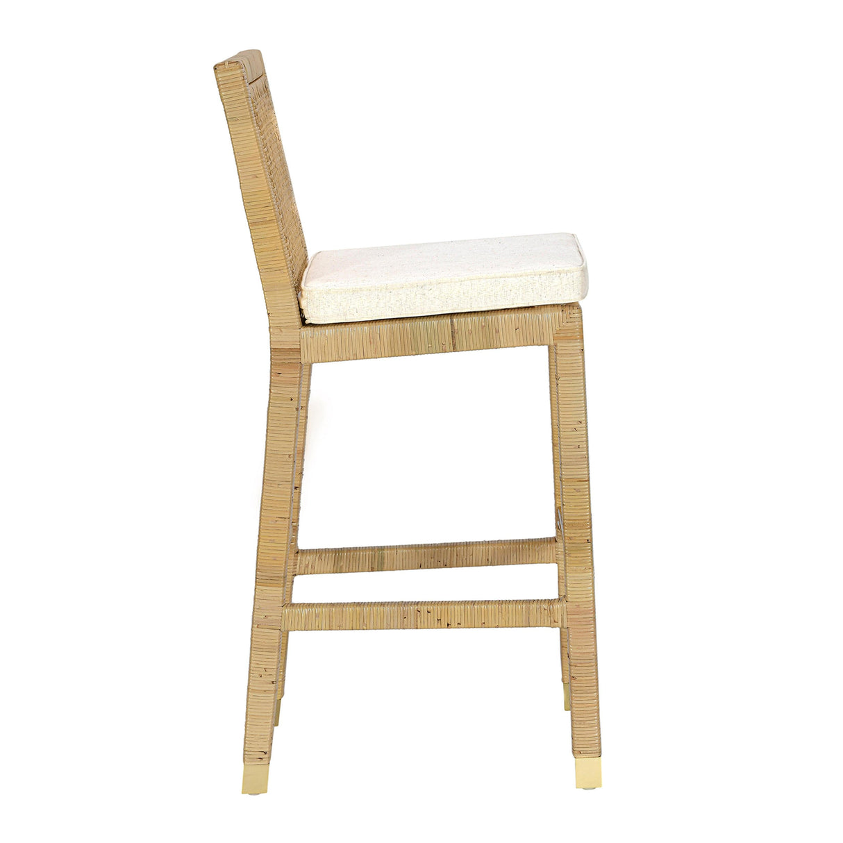 Amara Rattan & Cream Linen Stool by TOV Furniture at Eve Furniture