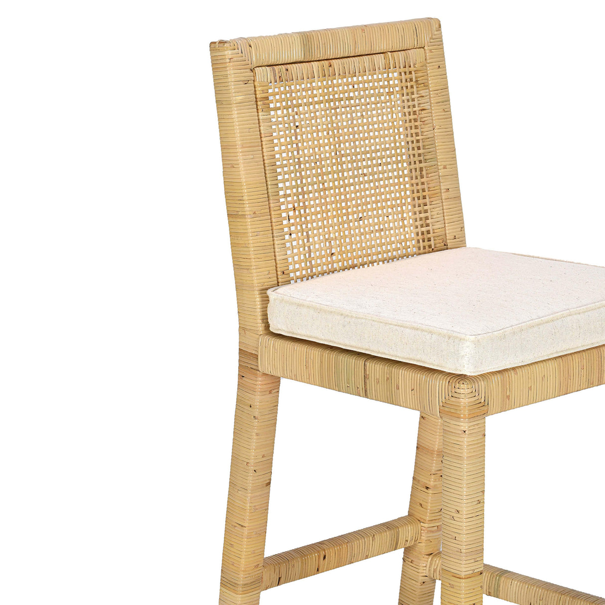 Amara Rattan & Cream Linen Stool by TOV Furniture at Eve Furniture