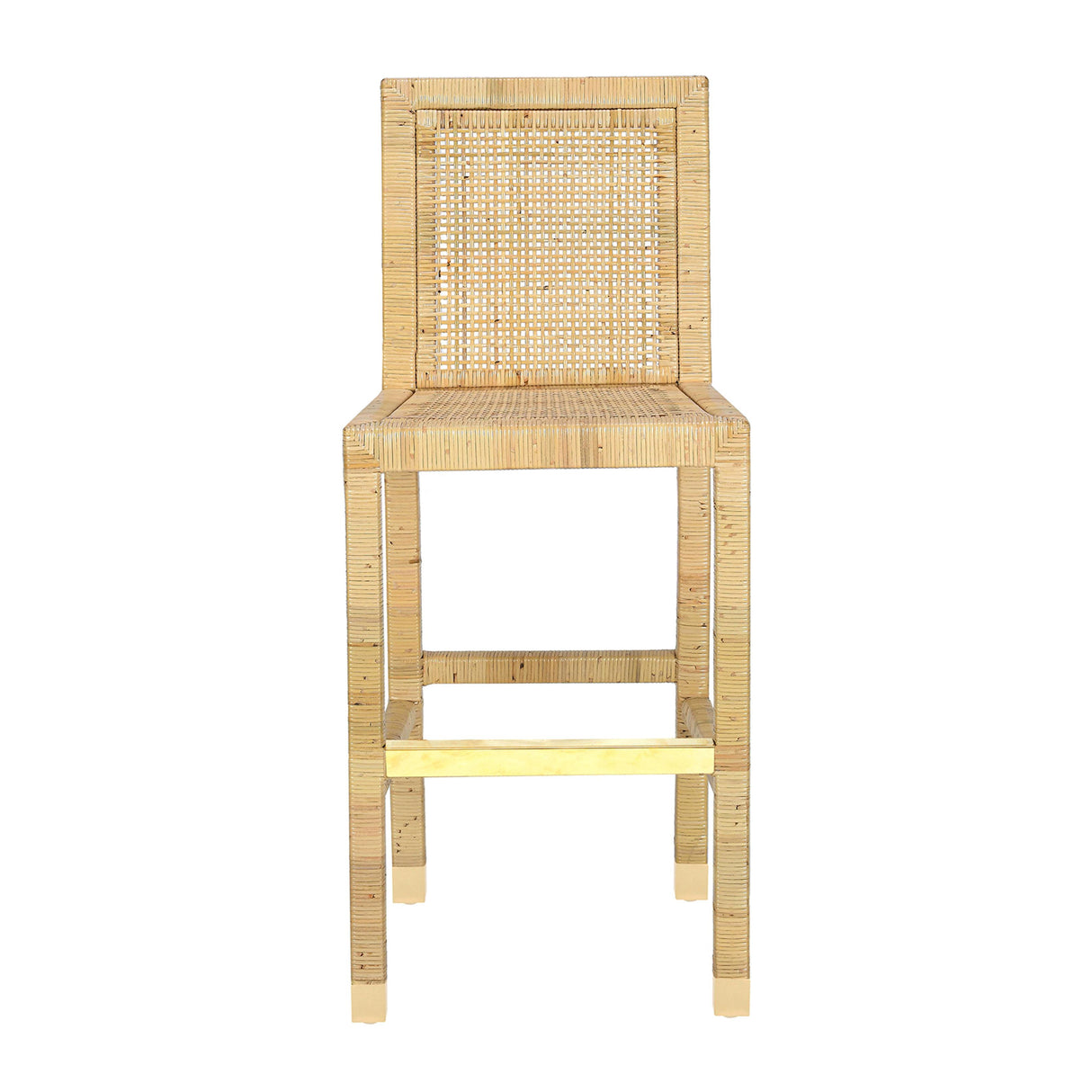 Amara Rattan & Cream Linen Stool by TOV Furniture at Eve Furniture
