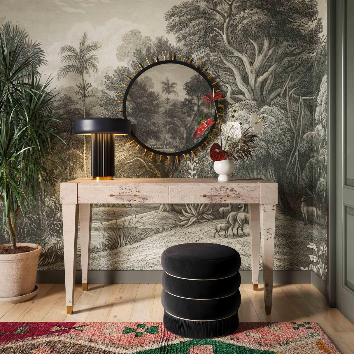 Lakka Velvet Ottoman by TOV Furniture at Eve Furniture