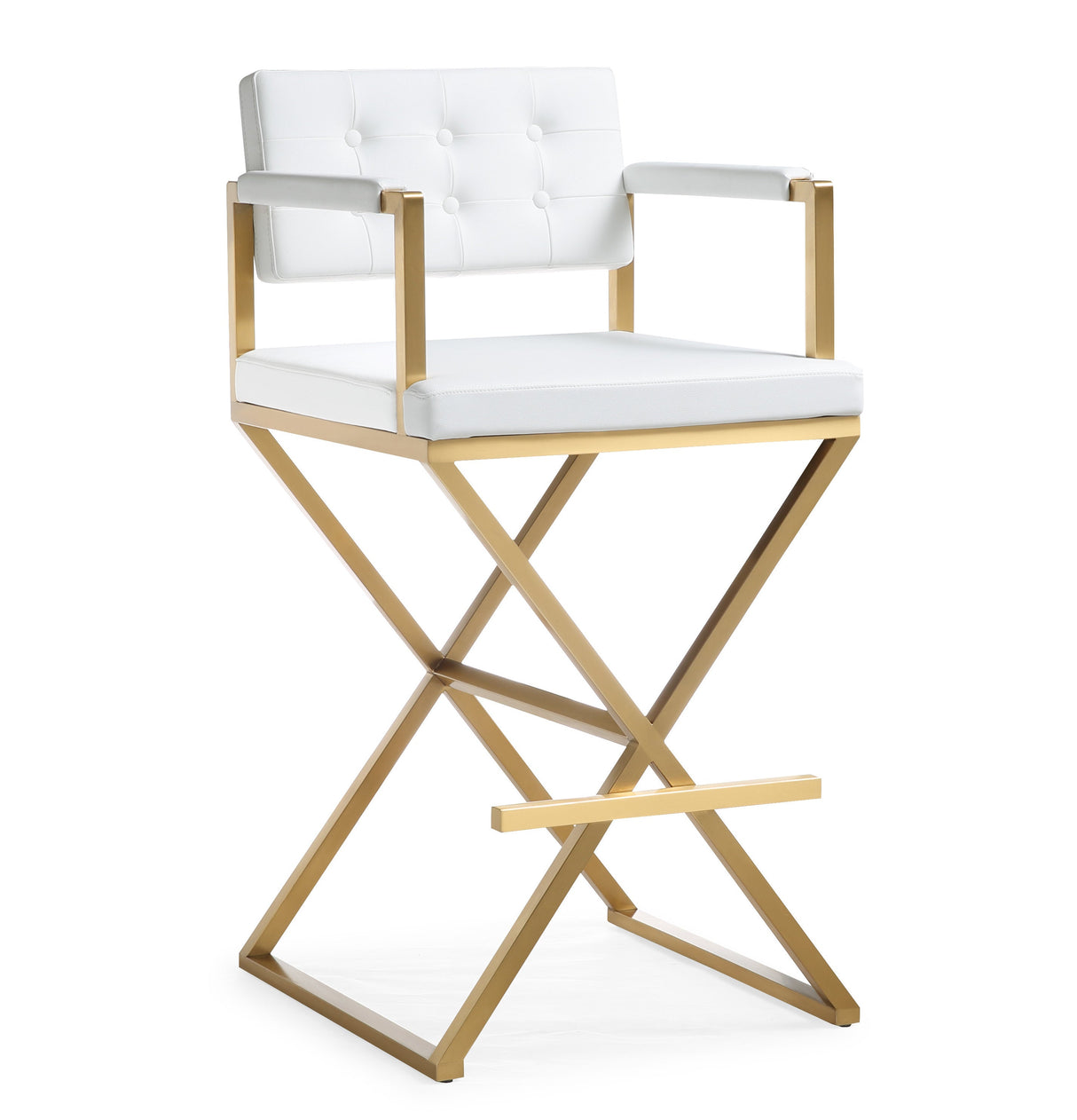 Director Performance Vegan Leather Stool with Gold Base by TOV Furniture at Eve Furniture