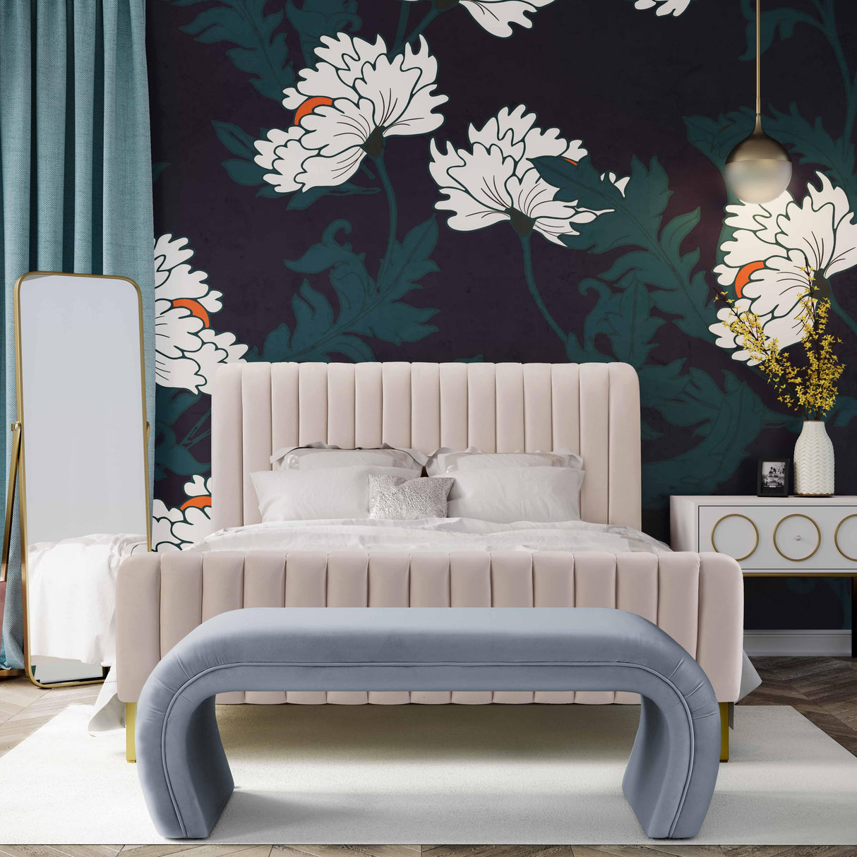 Kenya Velvet Bench by TOV Furniture at Eve Furniture