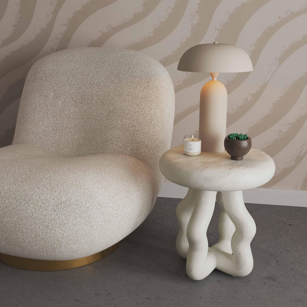 Maddie Cream Textured Side Table by TOV Furniture at Eve Furniture