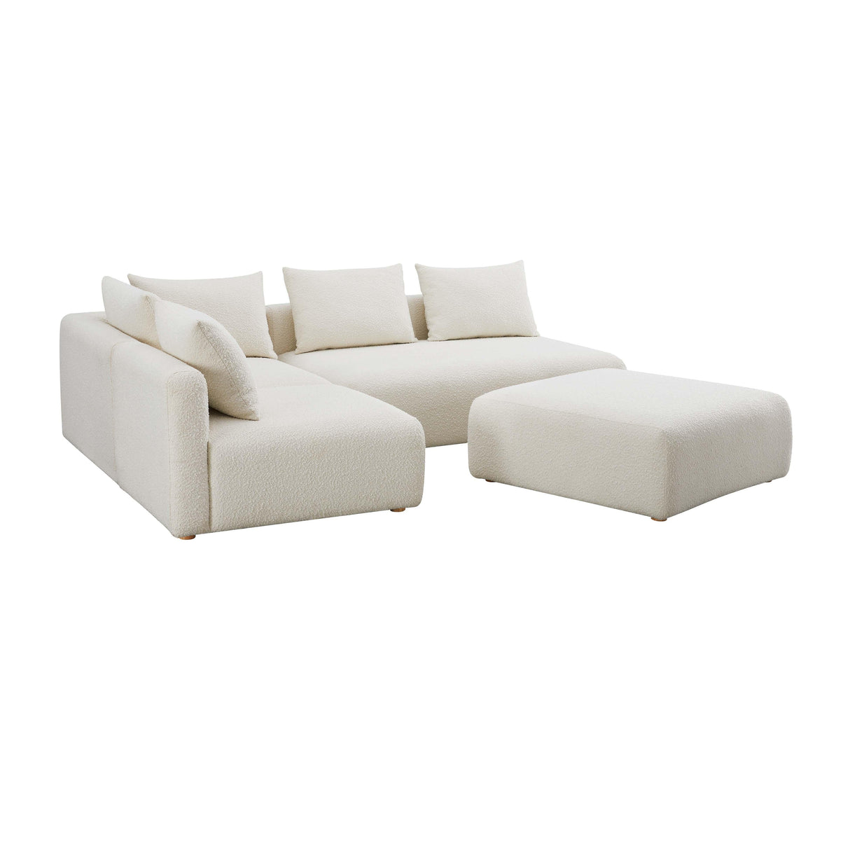 Hangover Cream Boucle 4-Piece Modular Chaise Sectional by TOV Furniture at Eve Furniture