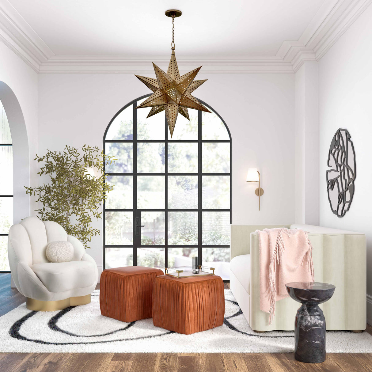 Morgan Pleated Velvet Ottoman by TOV Furniture at Eve Furniture