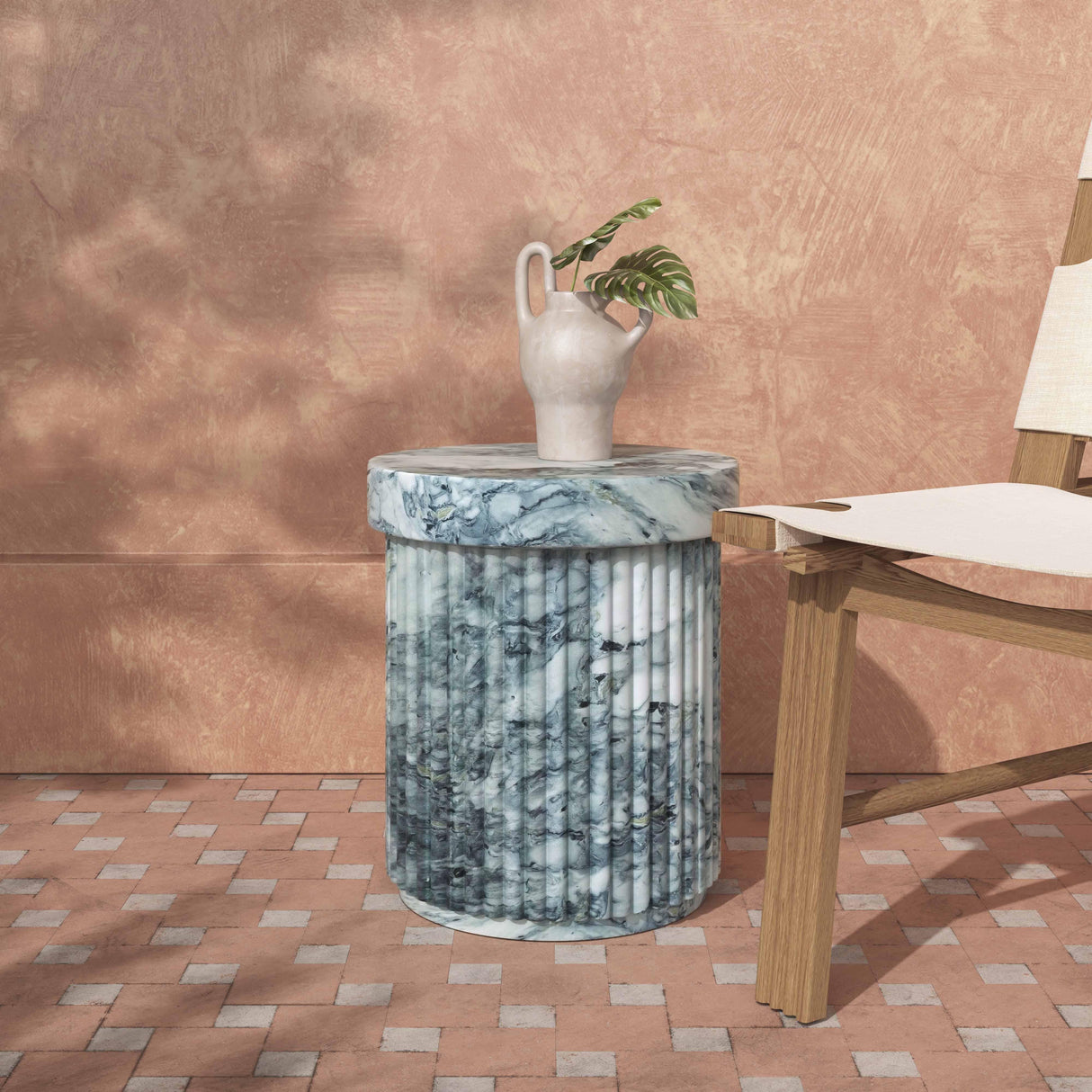 Serafina Marble Pattern Concrete Indoor / Outdoor Side Table by TOV Furniture at Eve Furniture