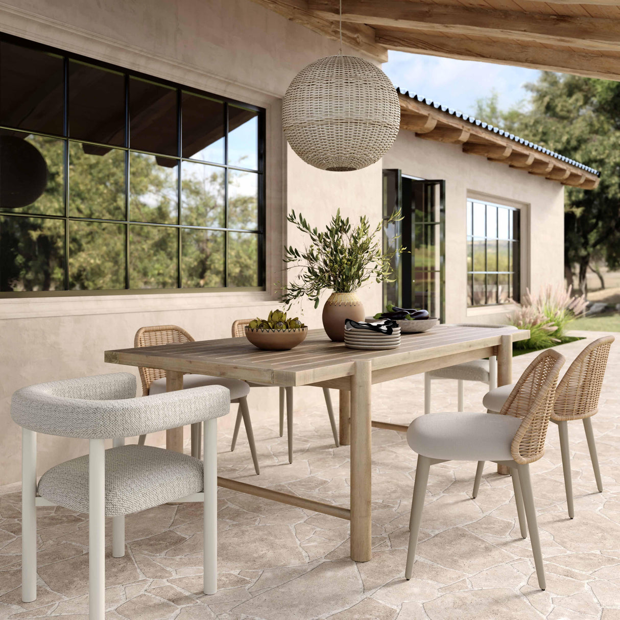 Alexa Rattan Performance Fabric Dining Chair by TOV Furniture at Eve Furniture