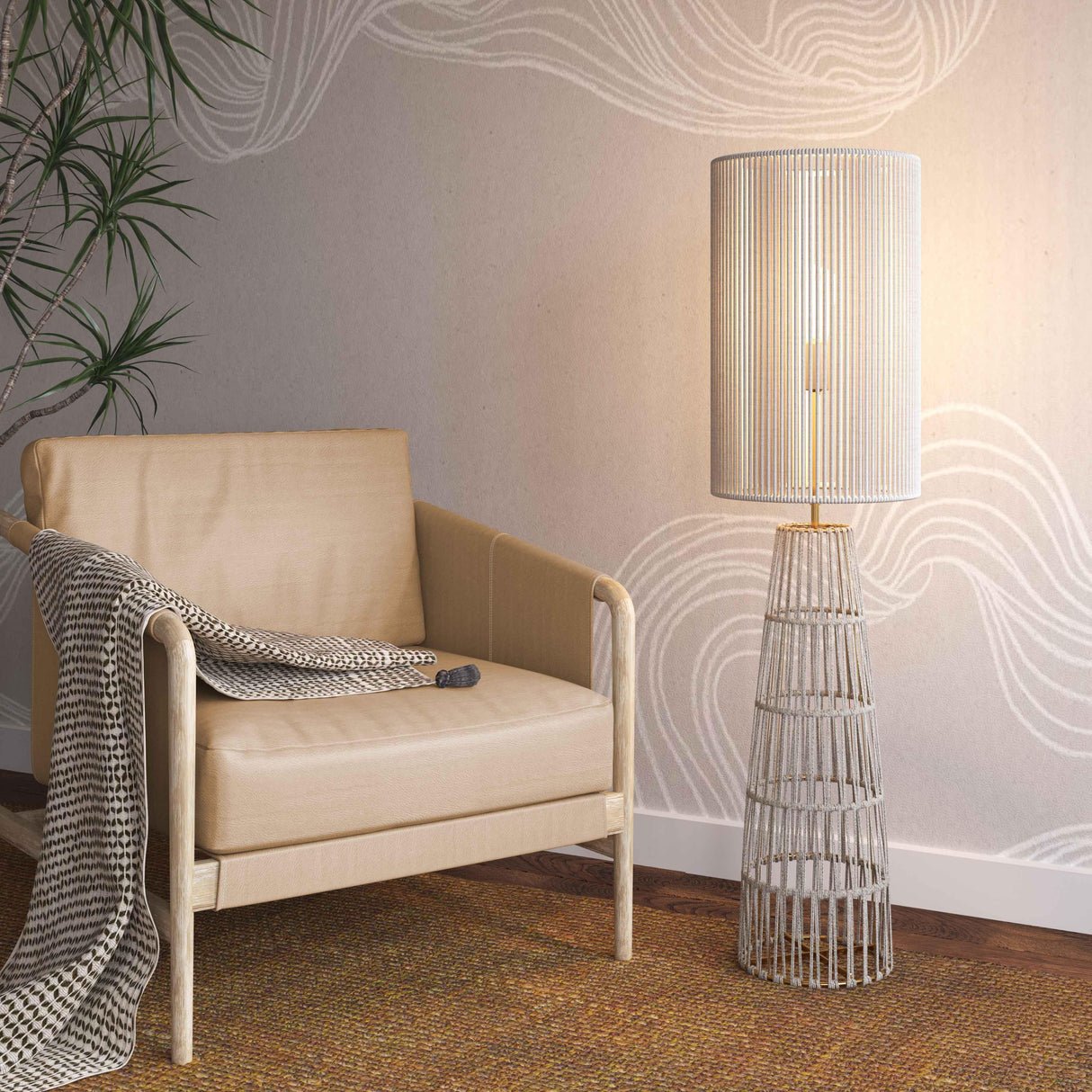 Beam Cream Natural Jute Floor Lamp by TOV Furniture at Eve Furniture