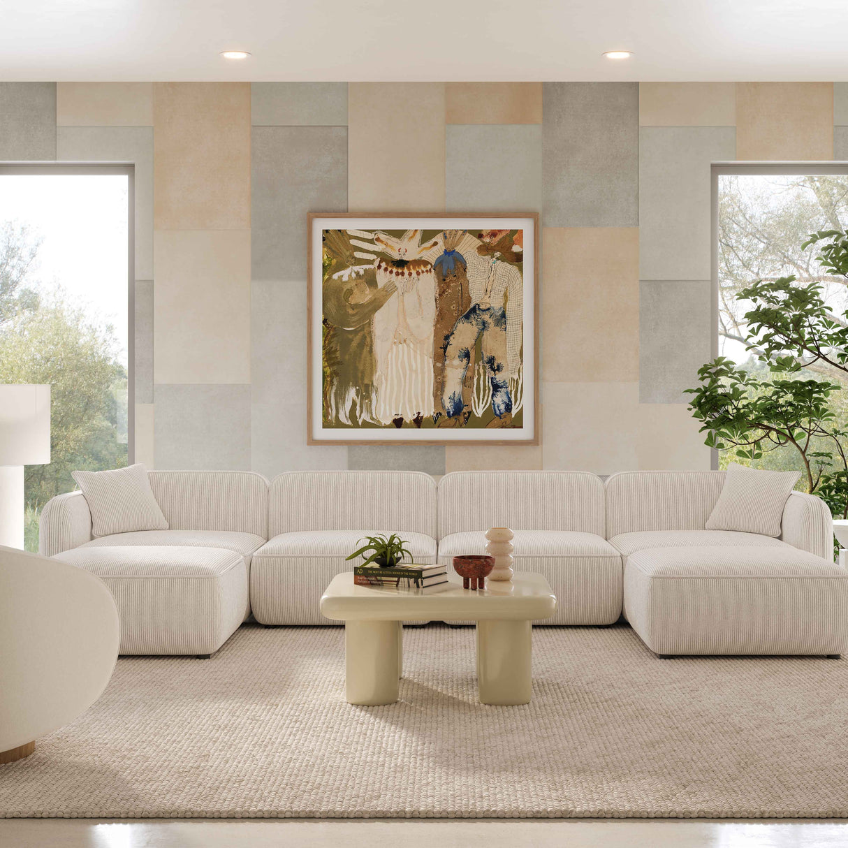 Travie Performance Corduroy Velvet 6-Piece Modular U-Sectional by TOV Furniture at Eve Furniture