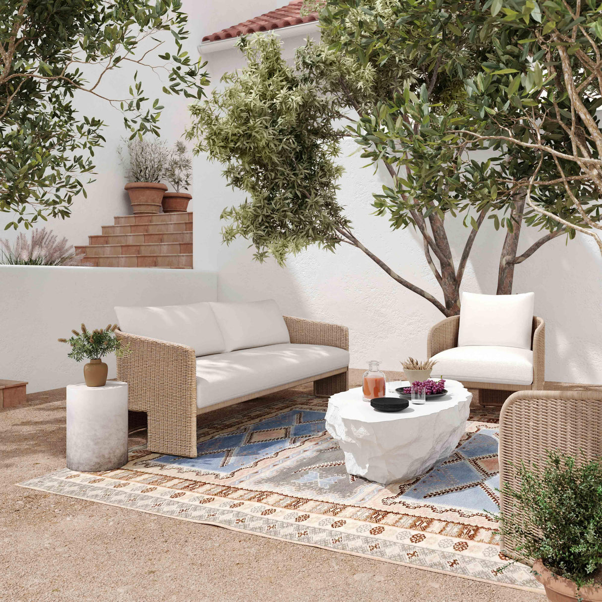 Alexa Rattan Performance Fabric Outdoor Sofa by TOV Furniture at Eve Furniture
