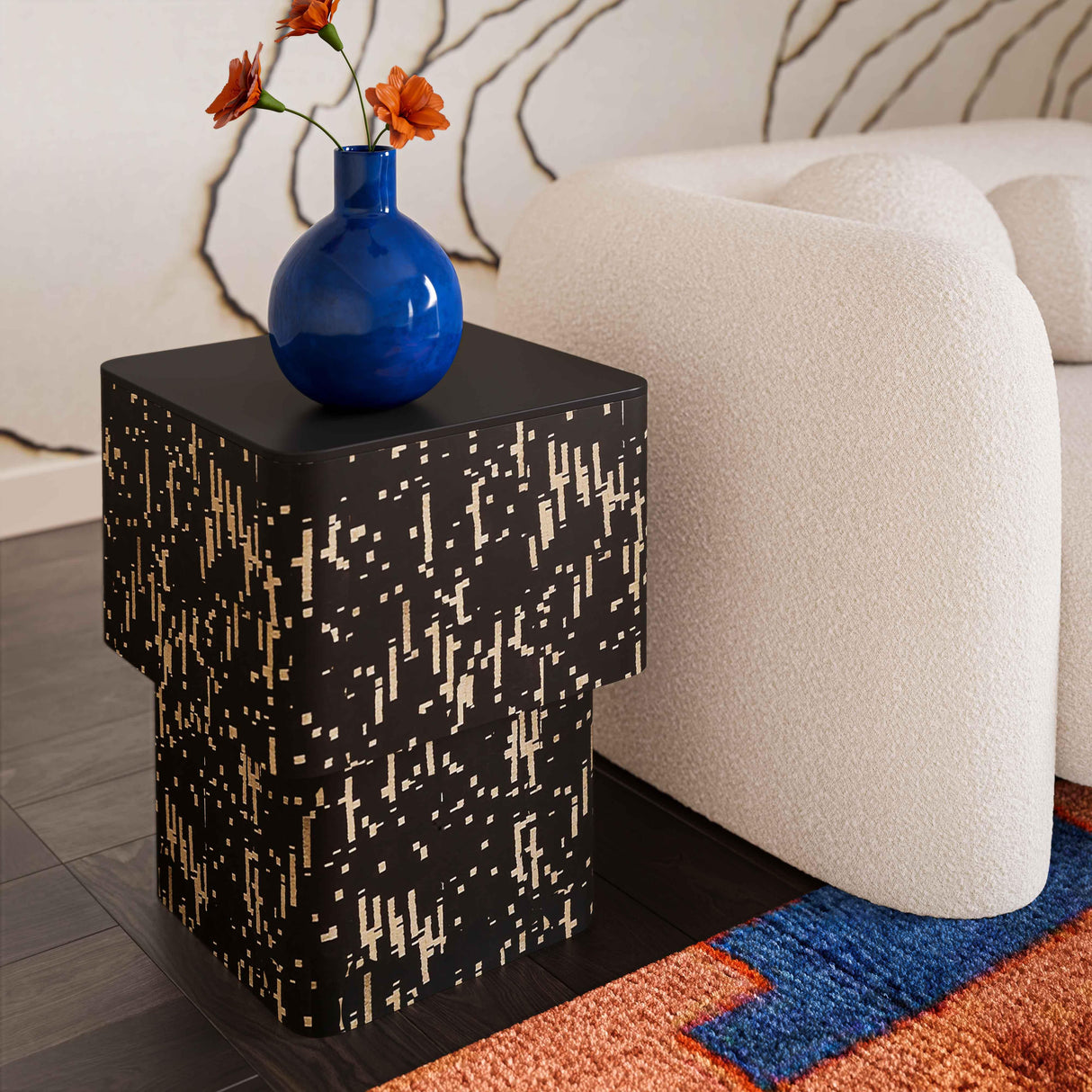 Faye Black Glass Side Table by TOV Furniture at Eve Furniture