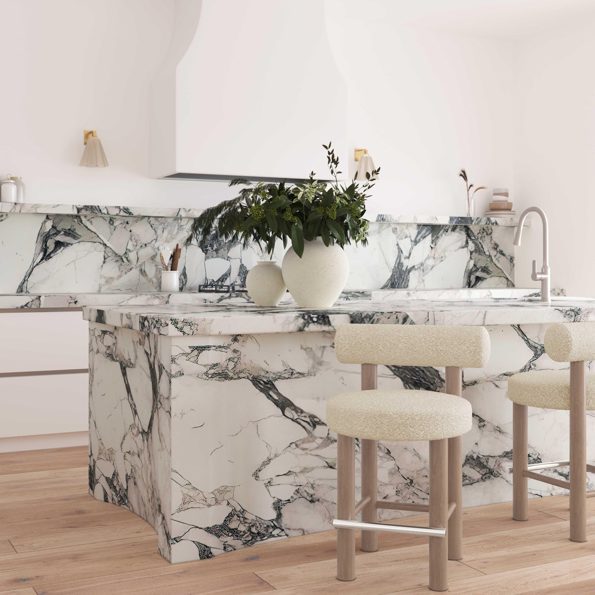 Carmel Cream Boucle and Solid Wood Counter Stool by TOV Furniture at Eve Furniture